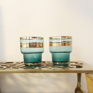 Vintage Turquoise and Gold Shot Glasses
